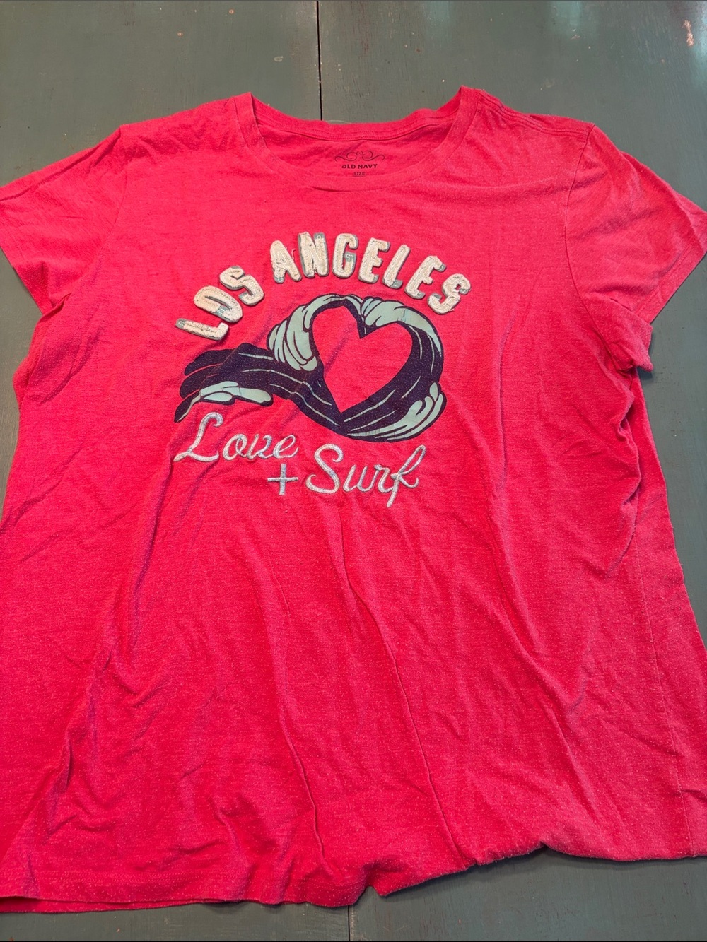 Old Navy Pink Graphic 'Los Angeles Love + Surf' Short Sleeve Tee